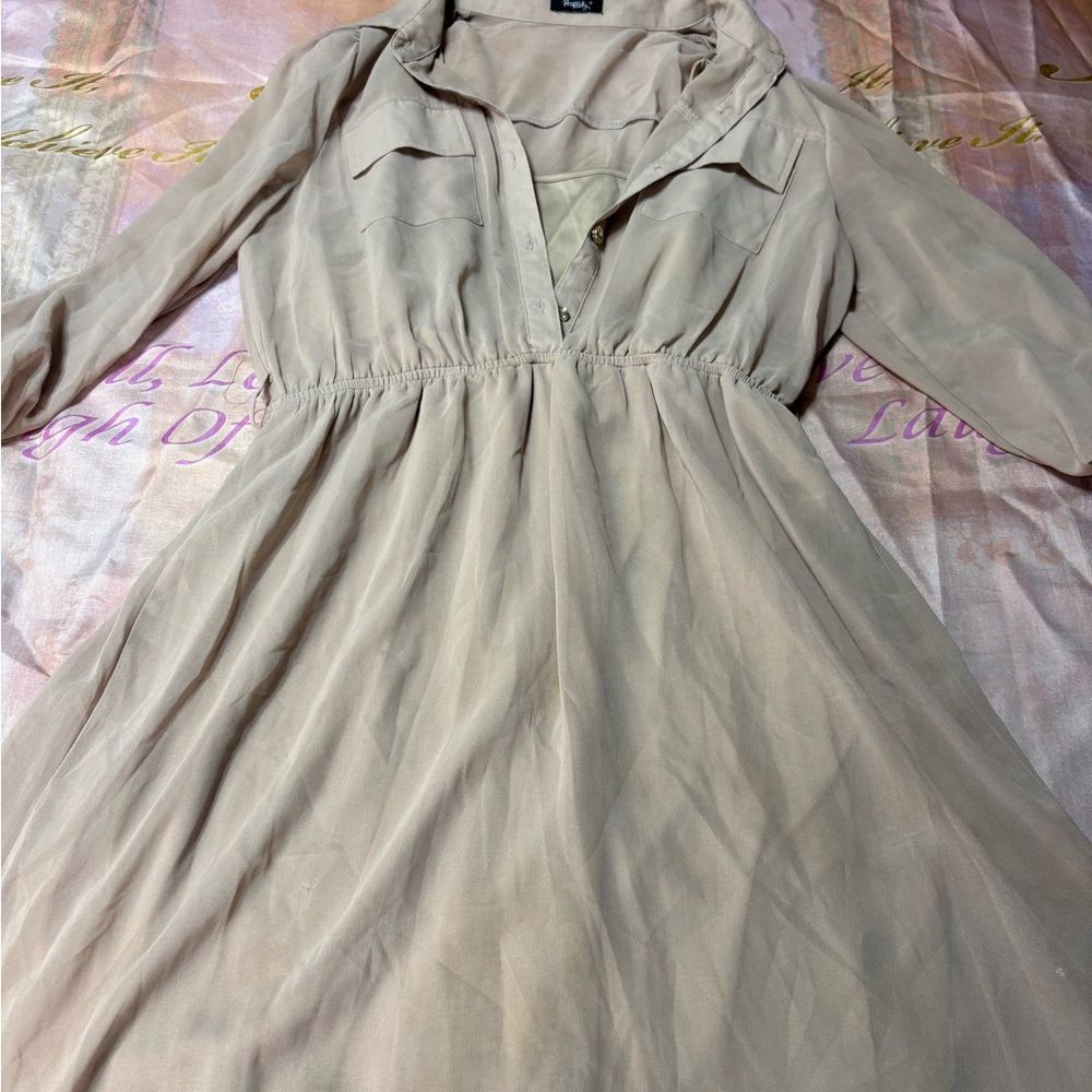 Rhapsody Cream Tan Bishop Sleeve Tunic
